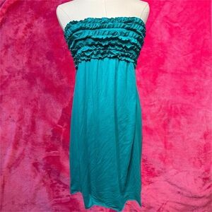 Xhilaration Teal Strapless Ruffled Sundress